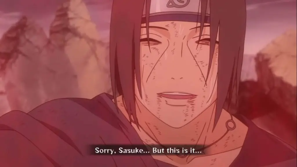 what does itachi say to sasuke when he died