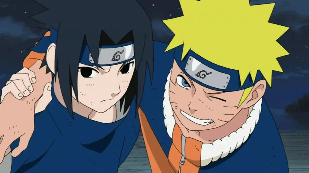 Sasuke and Naruto in blue and Orange respectively