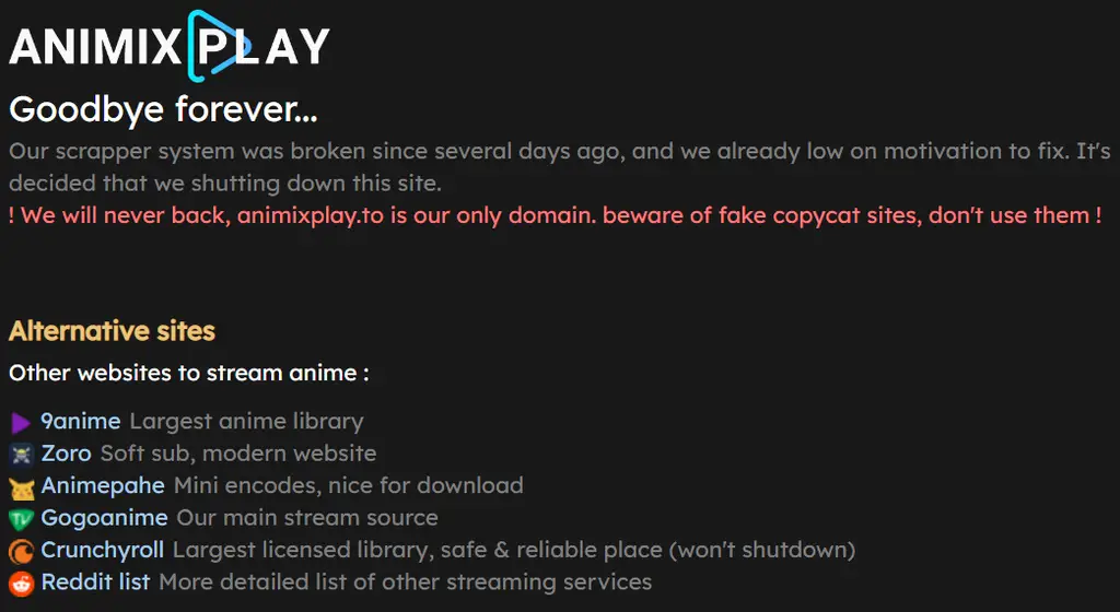 Animixplay Shuts Down