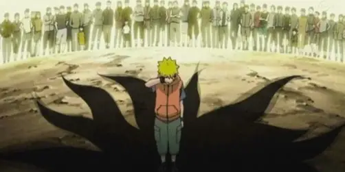 Naruto as a jinchuriki being shunned by the village