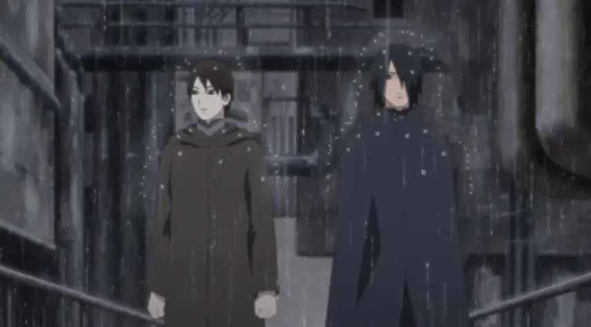 Sasuke with the leader of ANBU
